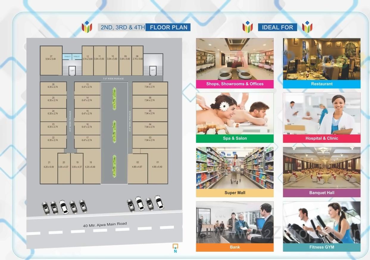 Layout of real estate project Divya Plaza located at Sayajipura, Vadodara, Gujarat