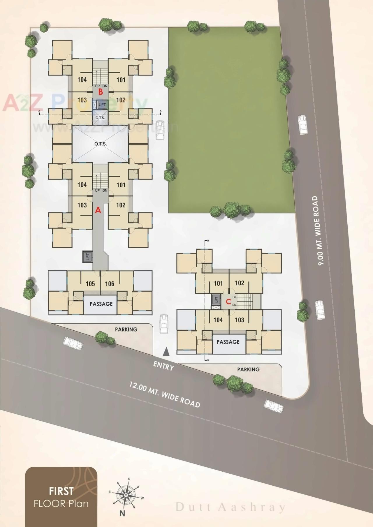 Layout of real estate project Dutt Aashray located at Undera, Vadodara, Gujarat