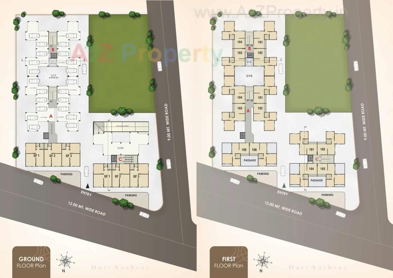 Layout of real estate project Dutt Aashray located at Undera, Vadodara, Gujarat
