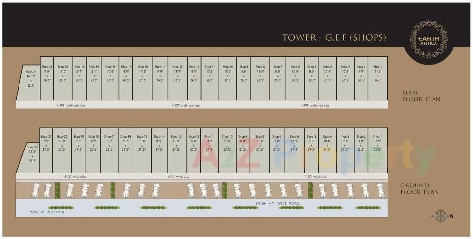 Layout of real estate project Earth Artica (tower  A,b,c,i,j,k,l,m) located at Tandalaja, Vadodara, Gujarat