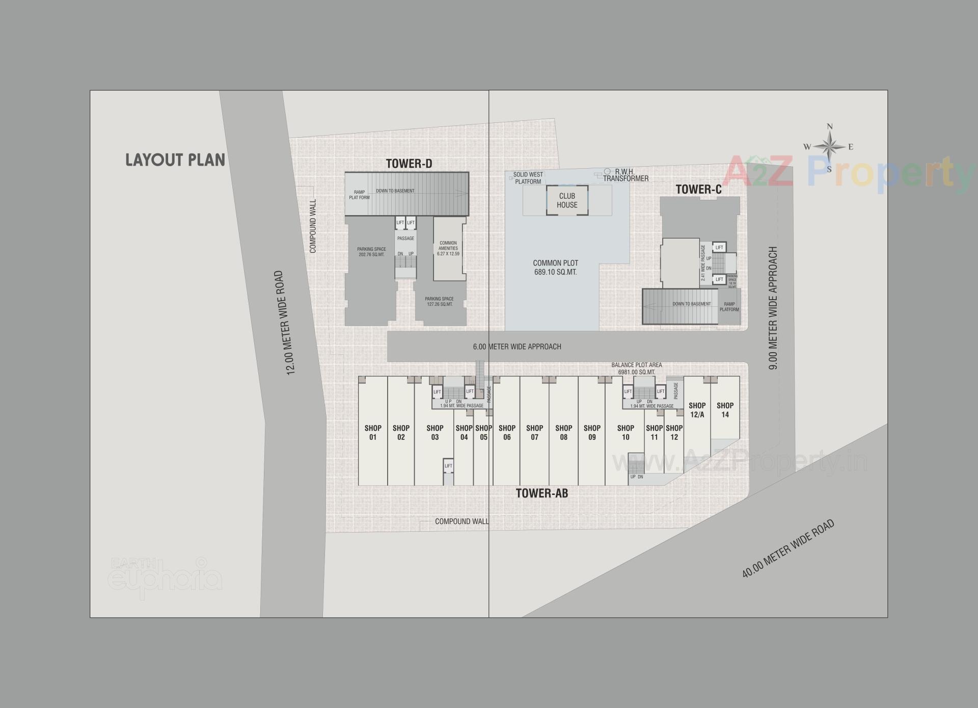 Layout of real estate project Earth Euphoria located at Nagarwada, Vadodara, Gujarat