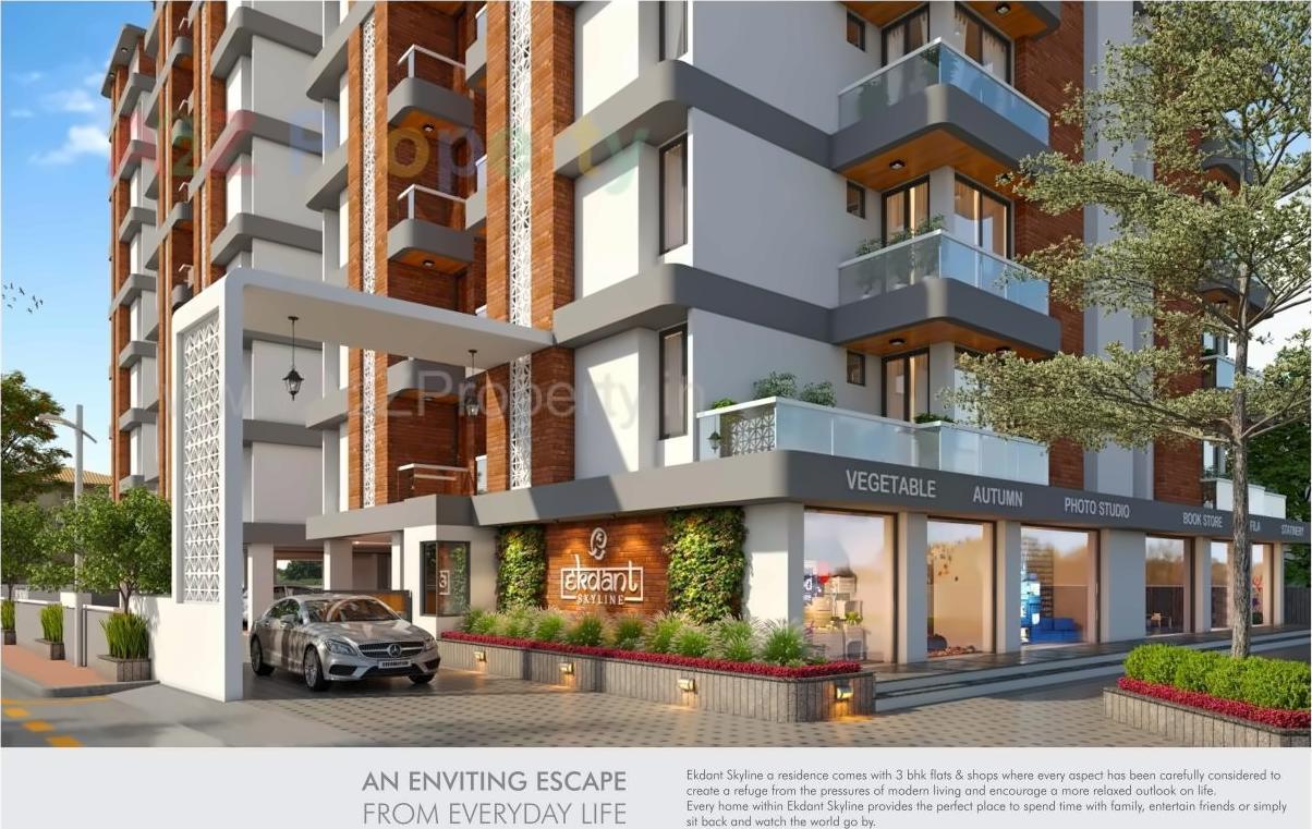 3D Elevation of real estate project Ekdant Skyline located at Kapurai, Vadodara, Gujarat