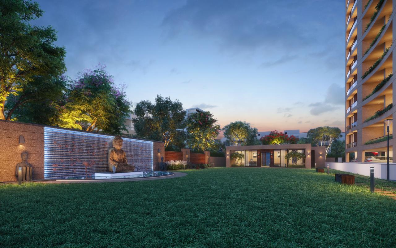 Garden Night View of real estate project Empire Flora located at Savli, Vadodara, Gujarat