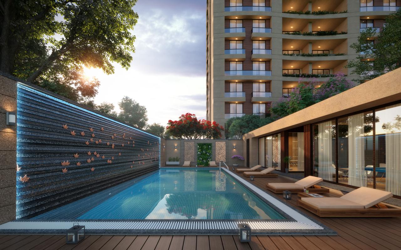 Swimming Pool View of real estate project Empire Flora located at Savli, Vadodara, Gujarat