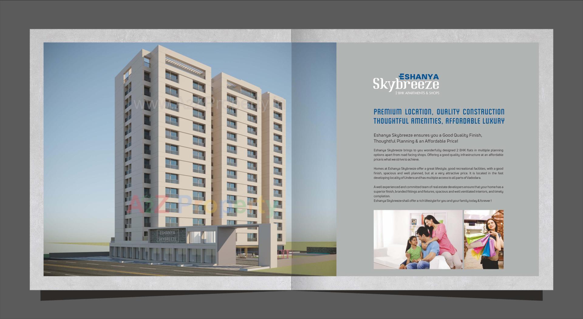 3D Elevation of real estate project Eshanya Skybreeze located at Undera, Vadodara, Gujarat