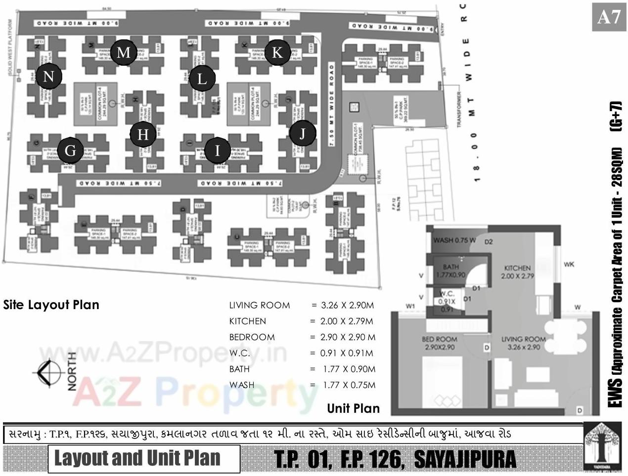 Layout of real estate project Ews Scheme Sayajipura Tp Fp 1 located at Sayajipura, Vadodara, Gujarat