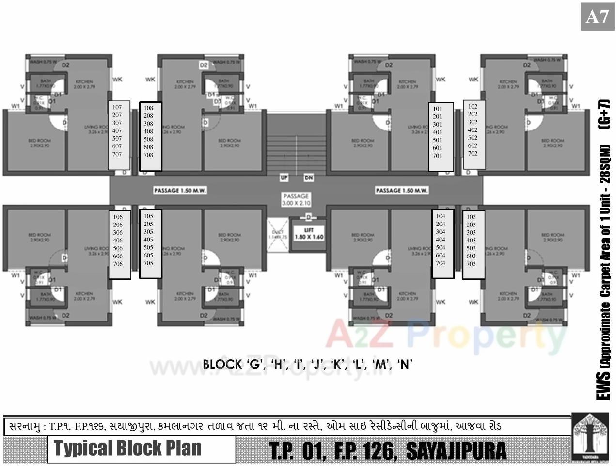 Layout of real estate project Ews Scheme Sayajipura Tp Fp 1 located at Sayajipura, Vadodara, Gujarat