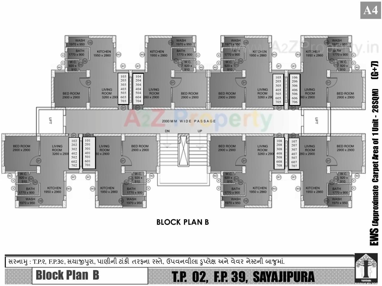Layout of real estate project Ews Scheme Tp Fp located at Sayajipura, Vadodara, Gujarat