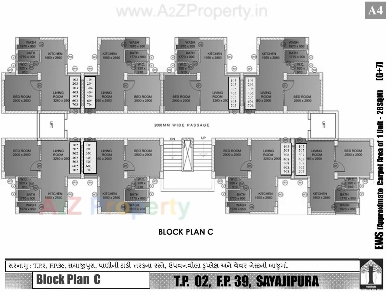 Layout of real estate project Ews Scheme Tp Fp located at Sayajipura, Vadodara, Gujarat