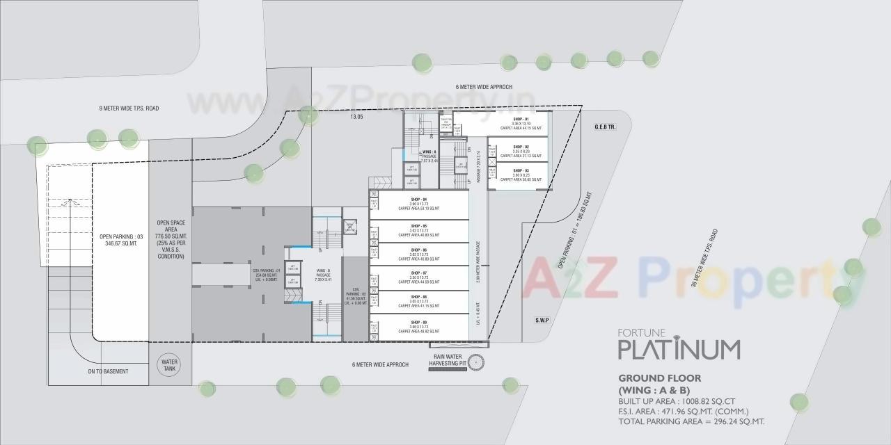 Layout of real estate project Fortune Platinum located at Vadodara, Vadodara, Gujarat