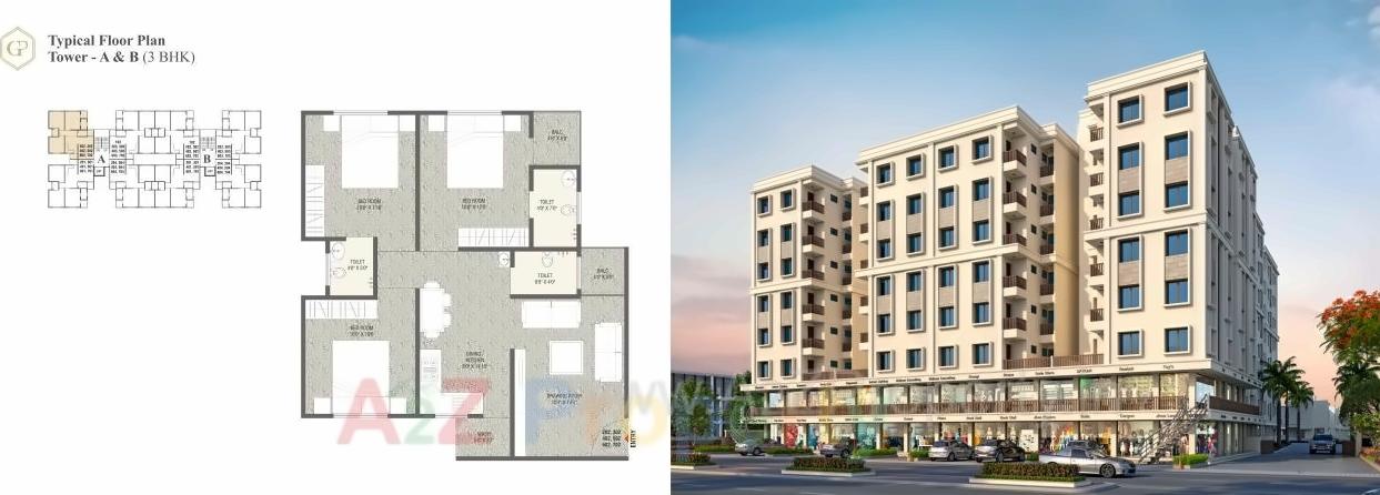 3D Elevation of real estate project Gold Point located at Gorva, Vadodara, Gujarat