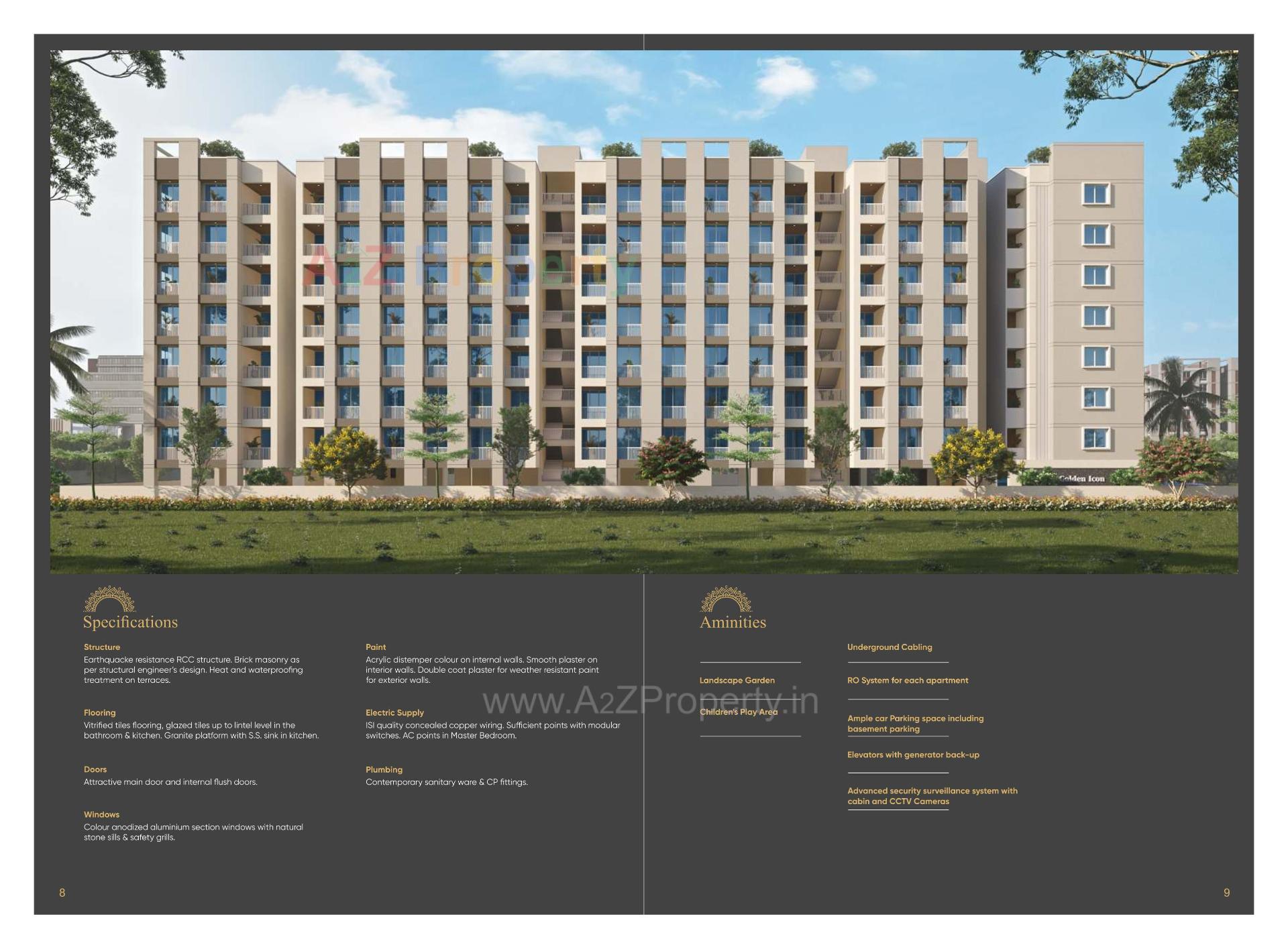 3D Elevation of real estate project Golden Icon located at Bhayli, Vadodara, Gujarat