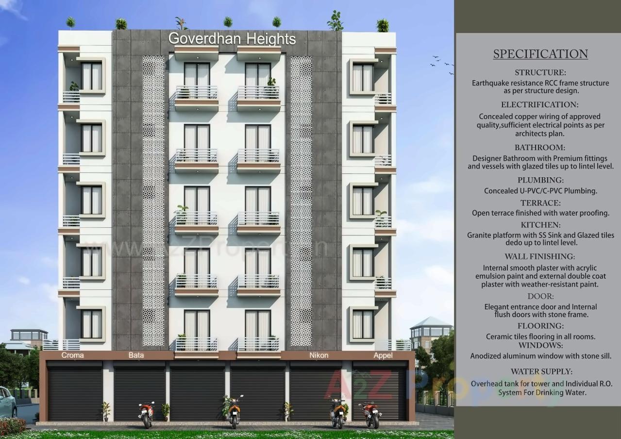 3D Elevation of real estate project Goverdhan Heights located at Vadodara, Vadodara, Gujarat