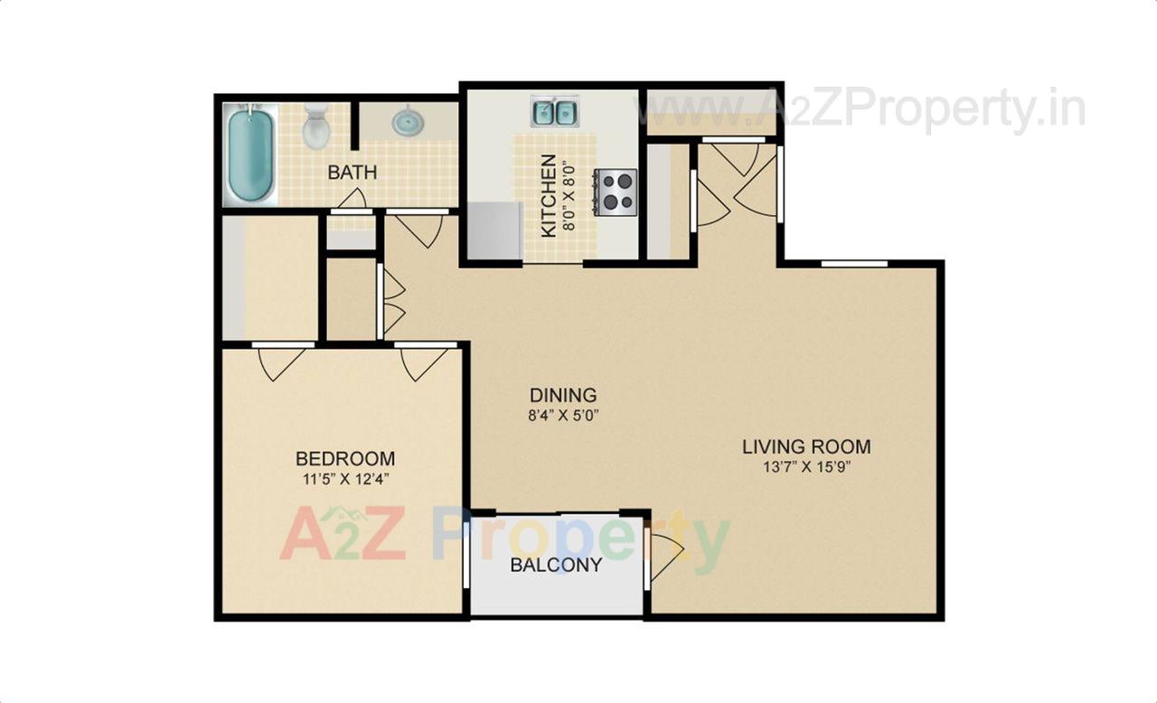 9277b2cfb6b1474aa44f7c320eea0239 03_project_single_1bedroom of real estate project Green Leaf Regalia located at Gotri, Vadodara, Gujarat