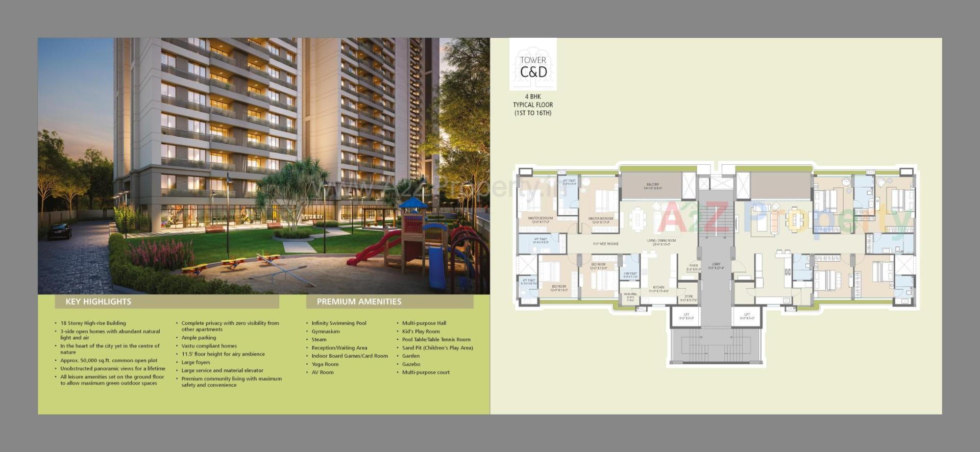 Layout of real estate project Greenwoods Aaranya located at Subhanpura, Vadodara, Gujarat
