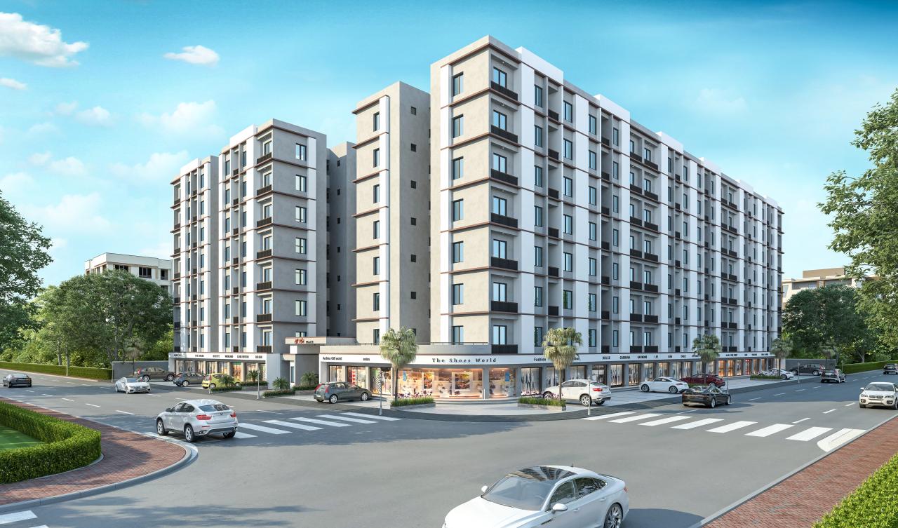 Elevation Corner View of real estate project Hari Darshan Palace located at Makarpura, Vadodara, Gujarat