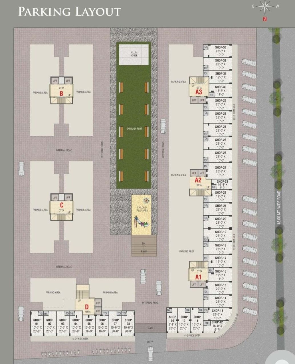 Parking Layout of real estate project Hari Darshan Palace located at Makarpura, Vadodara, Gujarat