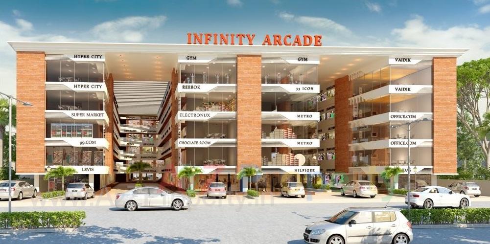 3D Elevation of real estate project Infinity Arcade located at Mankana, Vadodara, Gujarat