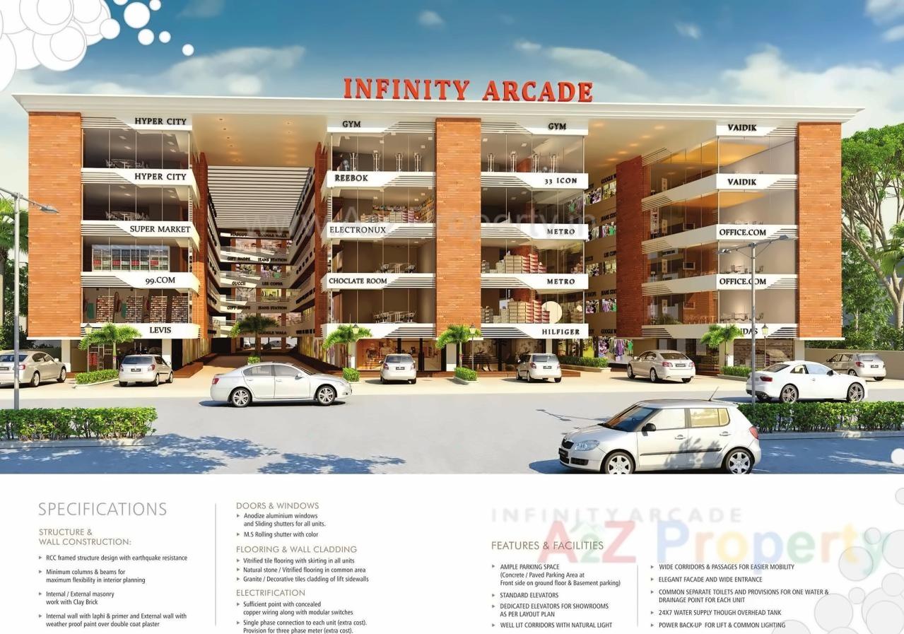 3D Elevation of real estate project Infinity Arcade located at Mankana, Vadodara, Gujarat