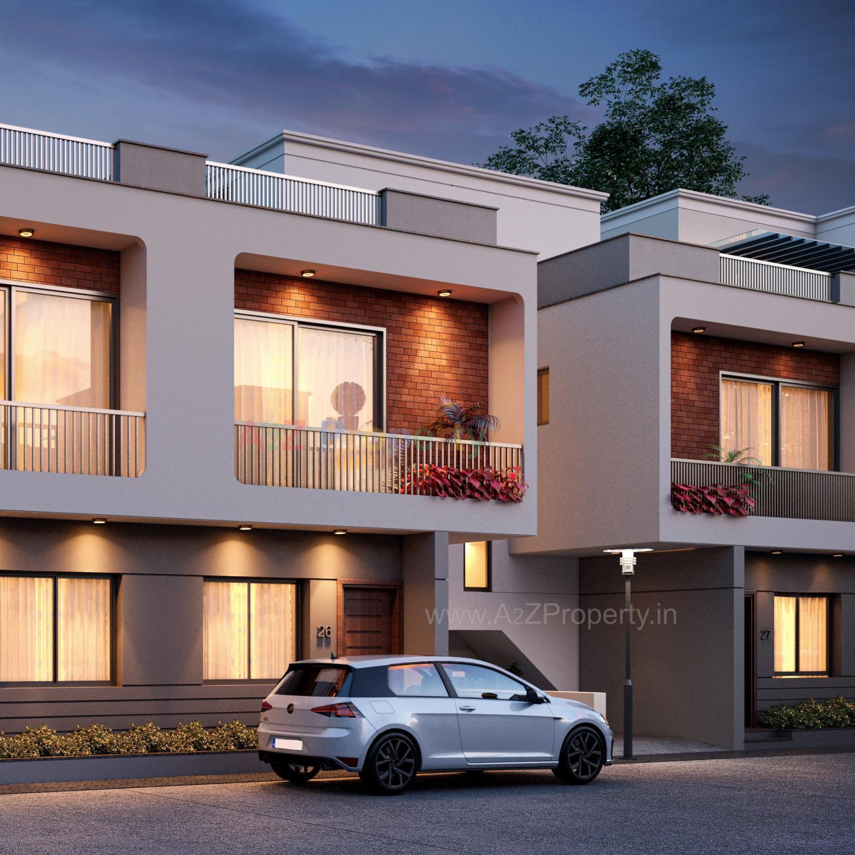 3D Elevation of real estate project Isha Bungalows located at Bill, Vadodara, Gujarat