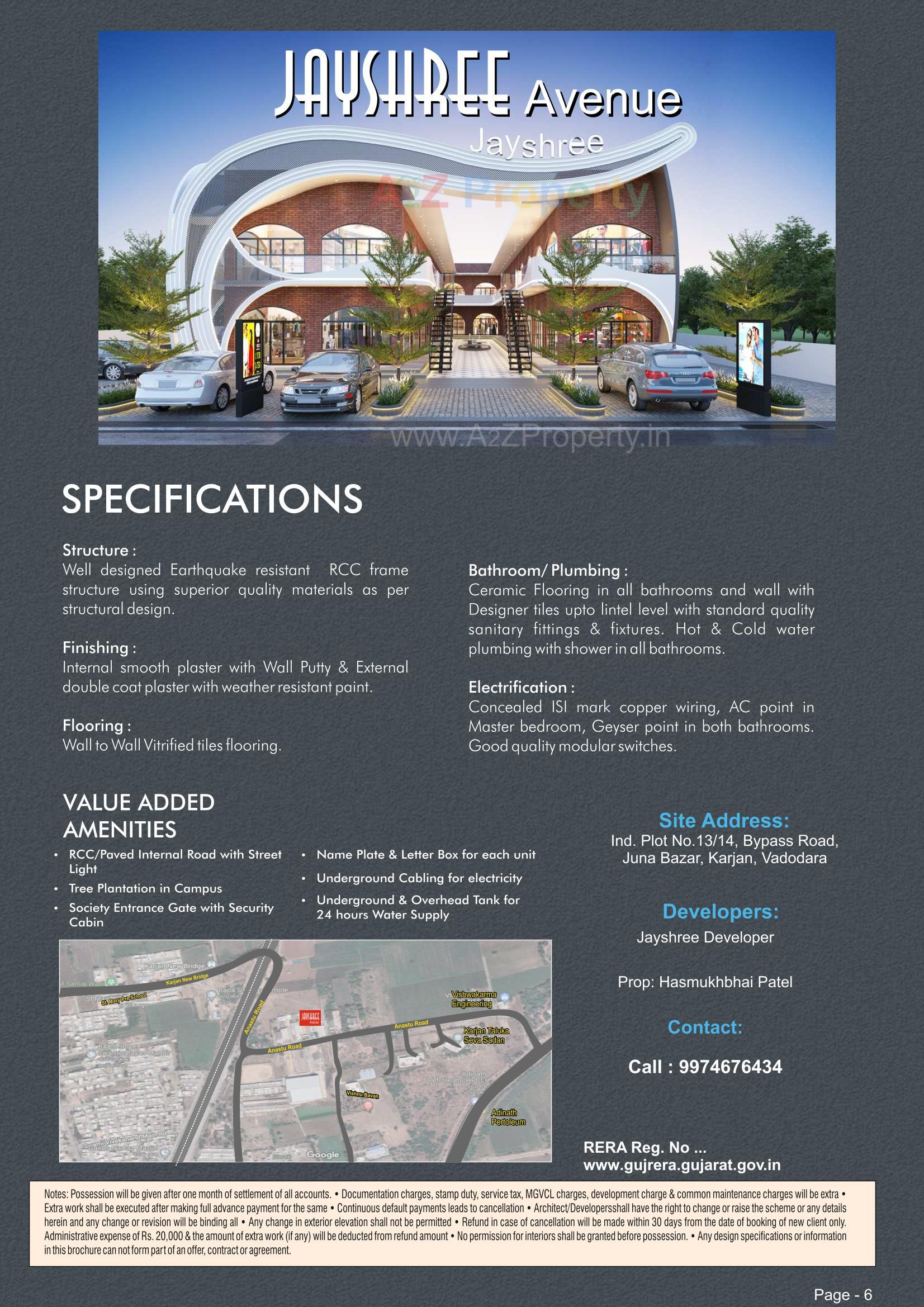  of real estate project Jayshree Avenue located at Karjan, Vadodara, Gujarat