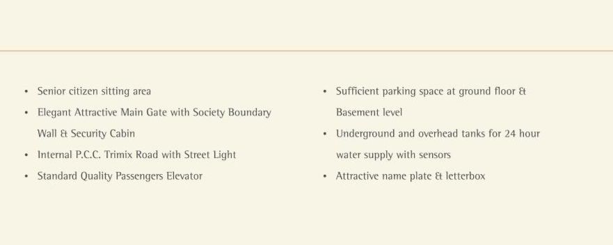 Amenities of Kamdhenu Residency