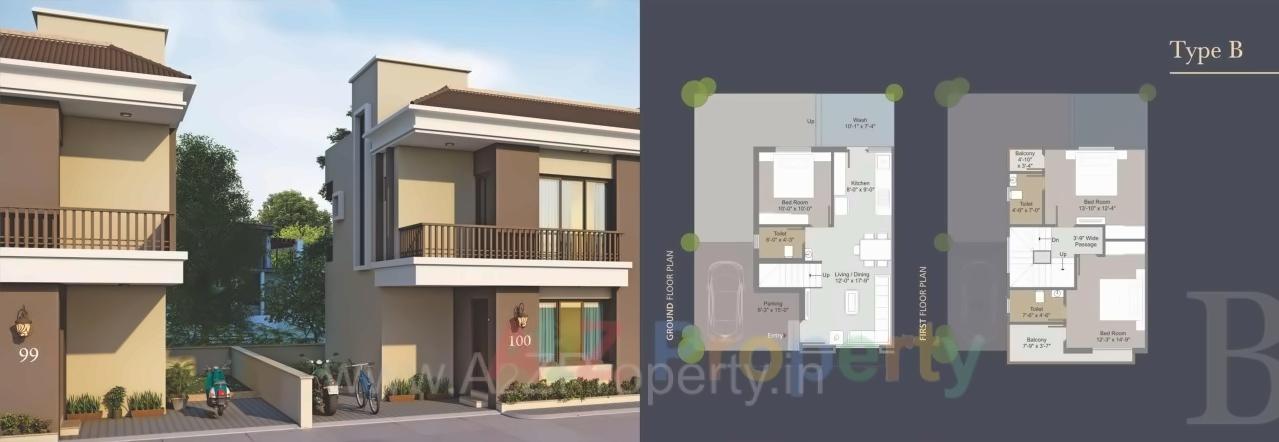 3D Elevation of real estate project Kamdhenu Woods located at Ankhol, Vadodara, Gujarat