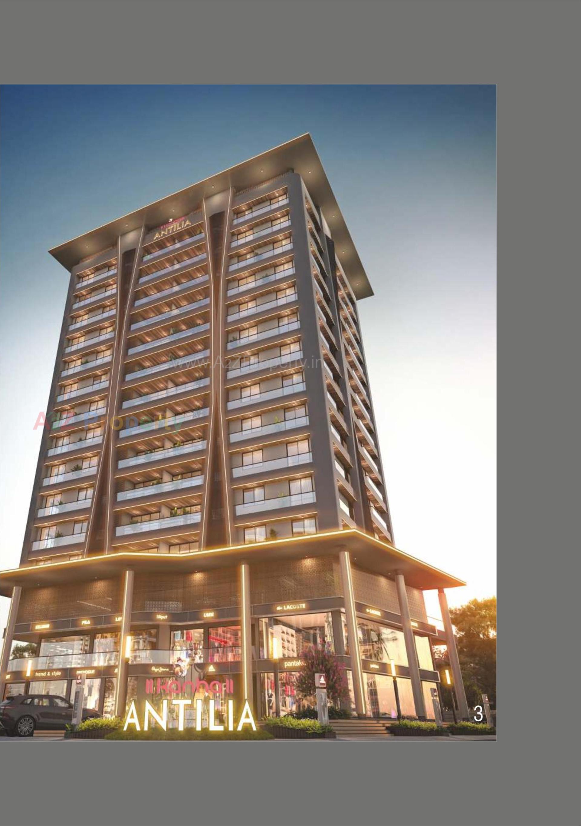 3D Elevation of real estate project Kanha Antilia located at Kapurai, Vadodara, Gujarat