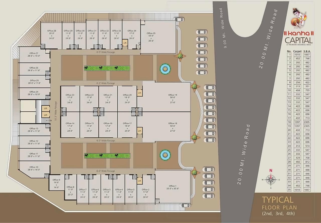 Layout of real estate project Kanha Capital located at Kasba, Vadodara, Gujarat