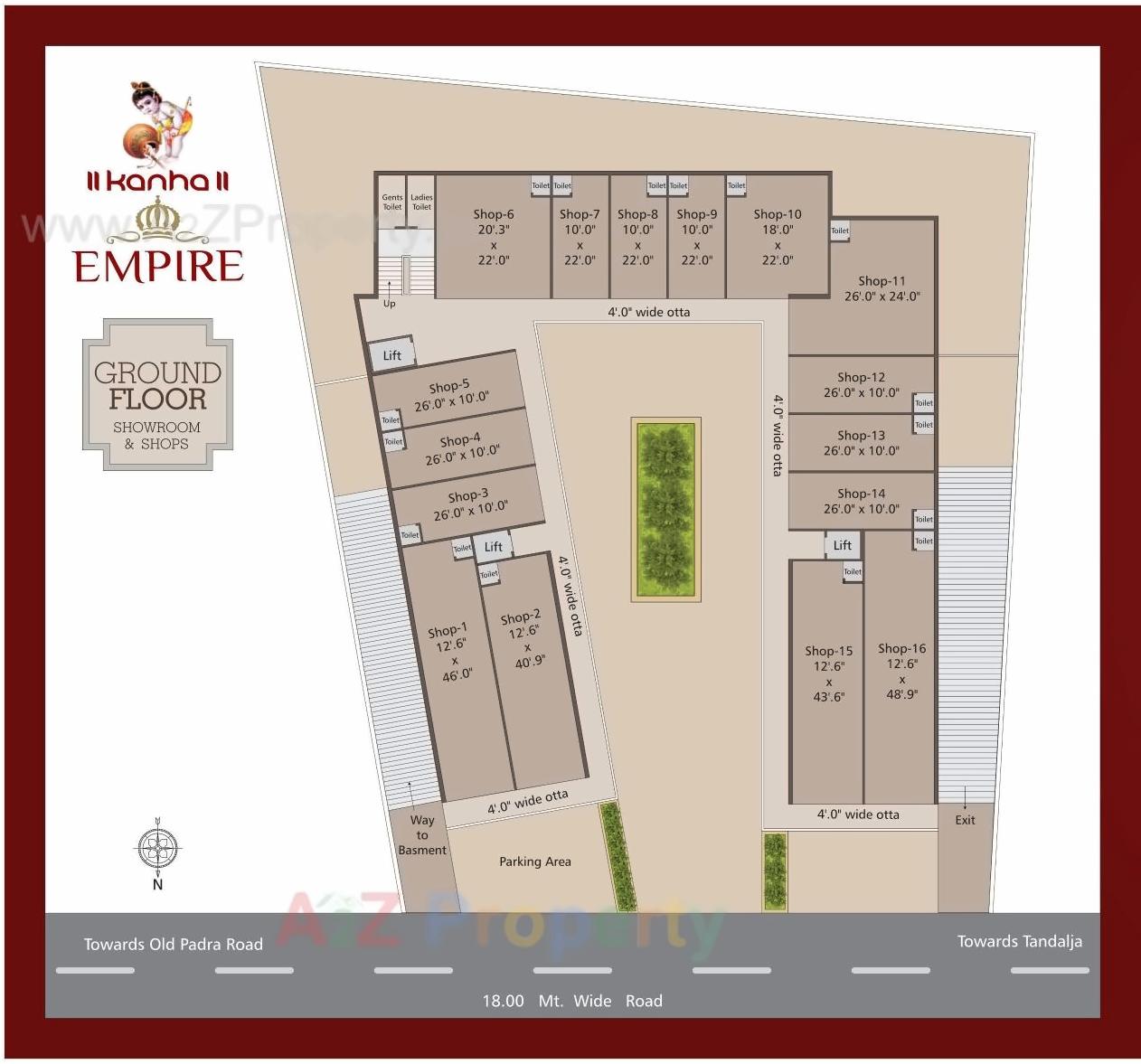 Layout of real estate project Kanha Empire located at Tandalaja, Vadodara, Gujarat