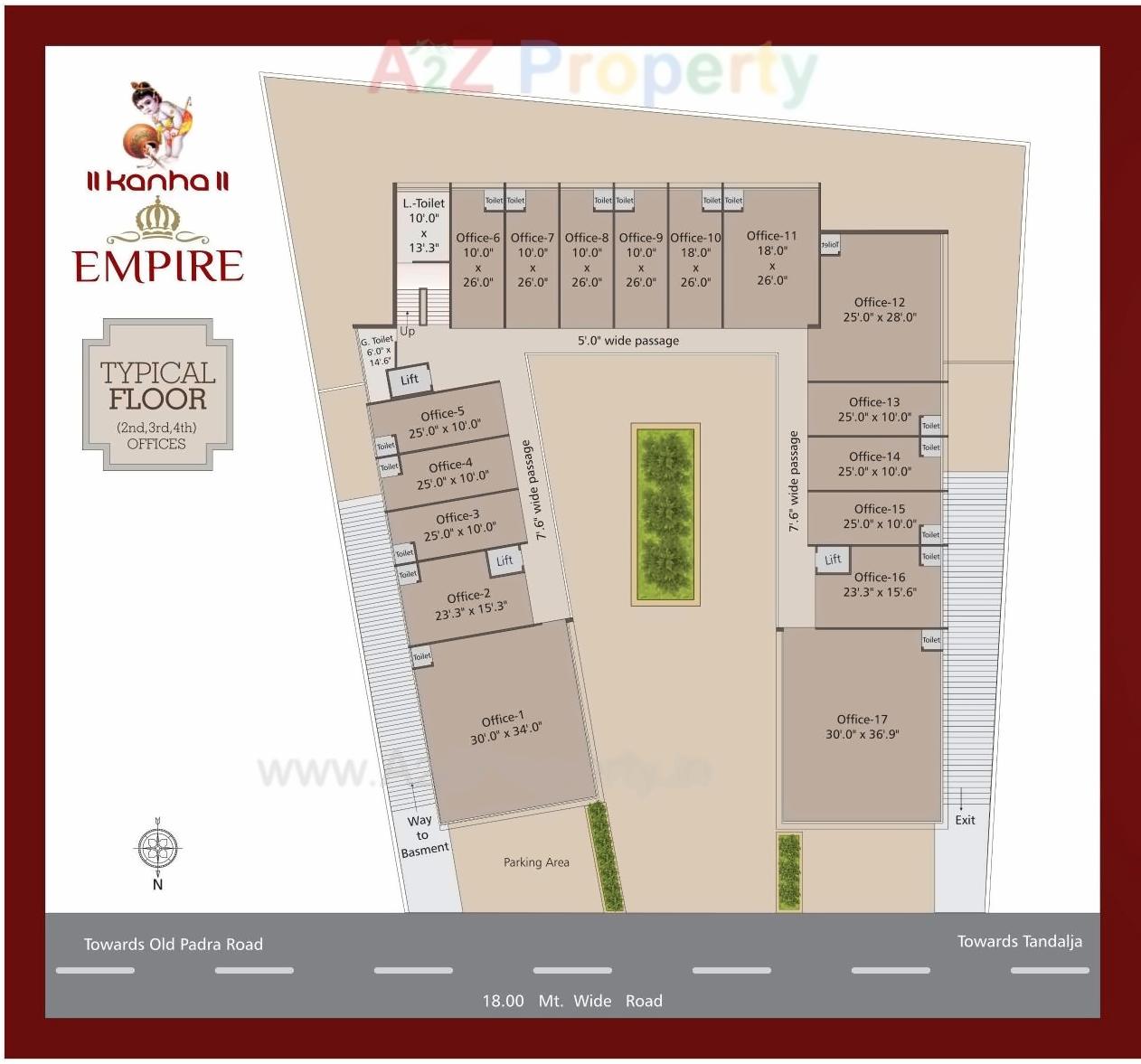 Layout of real estate project Kanha Empire located at Tandalaja, Vadodara, Gujarat