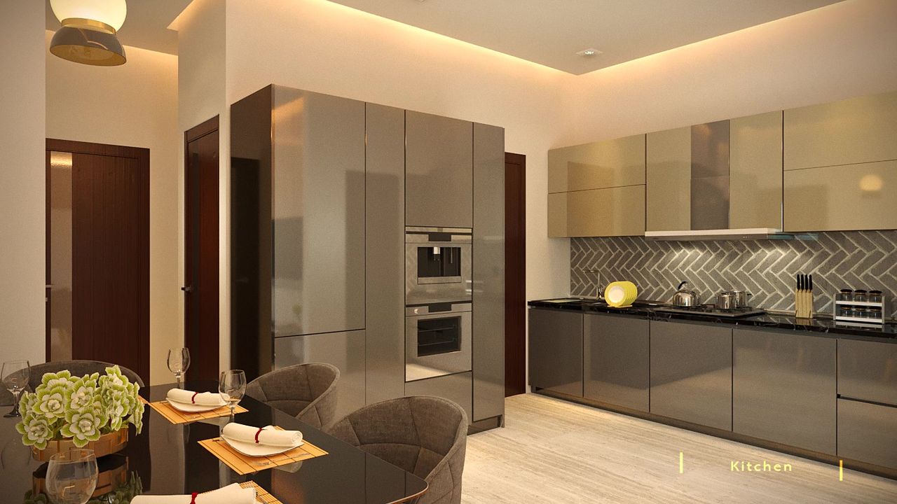 Kitchenanddinning of real estate project Kanha Skyline located at Harni, Vadodara, Gujarat