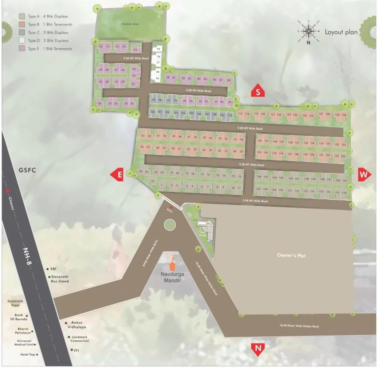 Layout of real estate project Kanha Upvan located at Dasharath, Vadodara, Gujarat