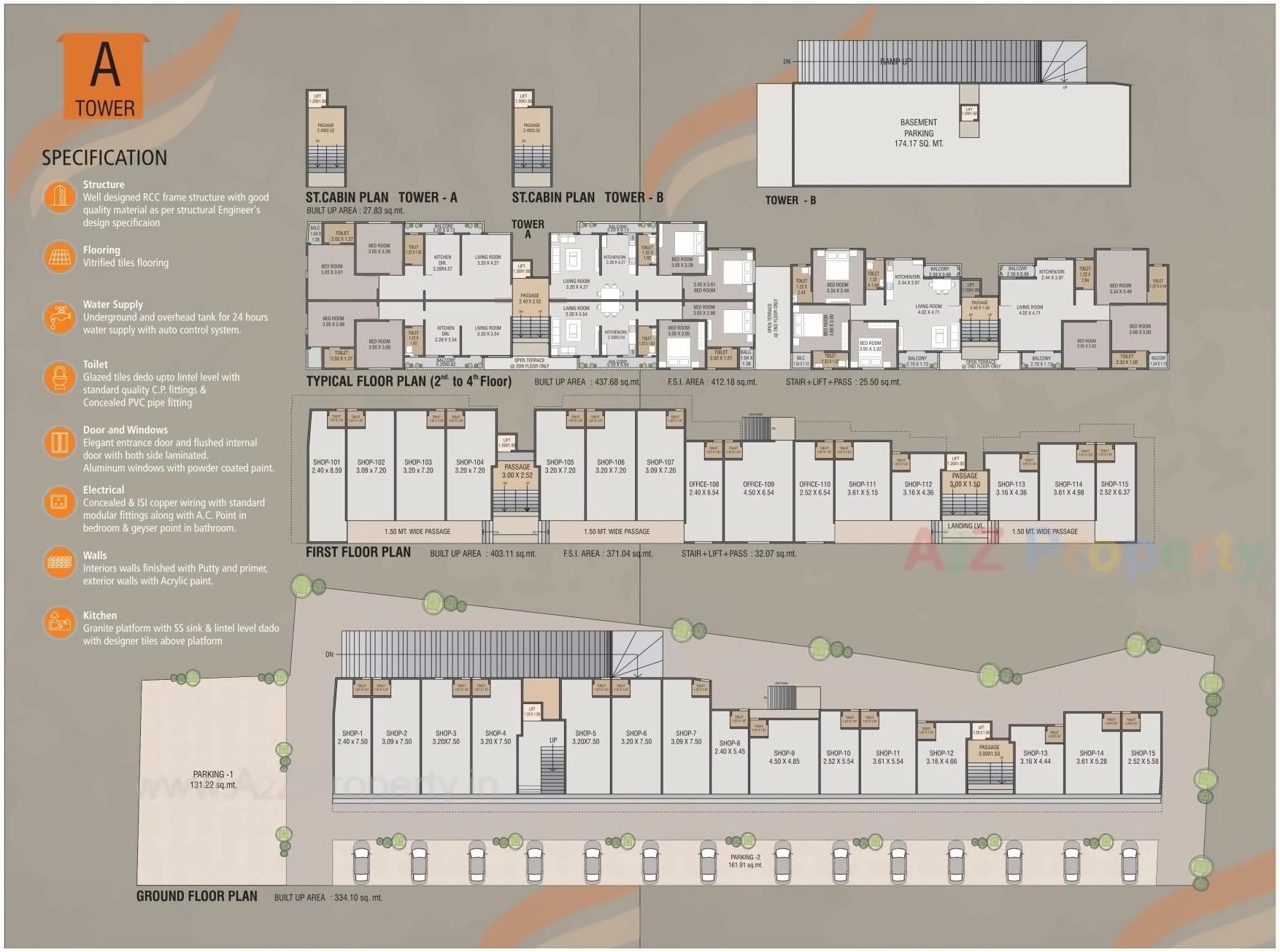 Layout of real estate project Kaushalya Heights located at Sama, Vadodara, Gujarat