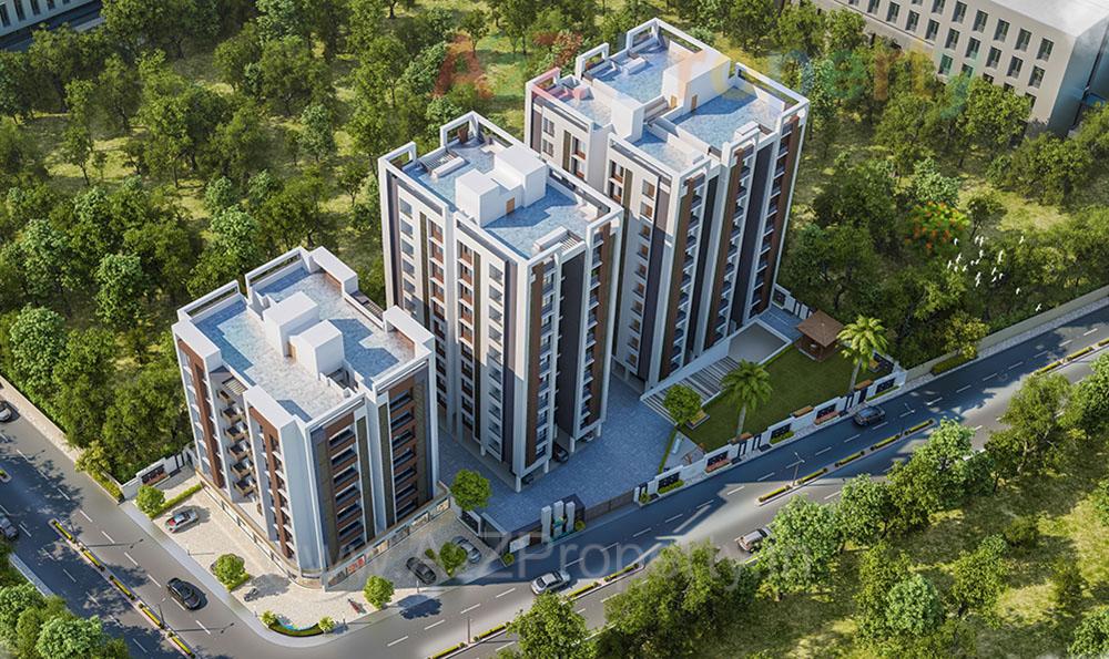 3D Elevation of real estate project Krishna Planet located at Chhani, Vadodara, Gujarat