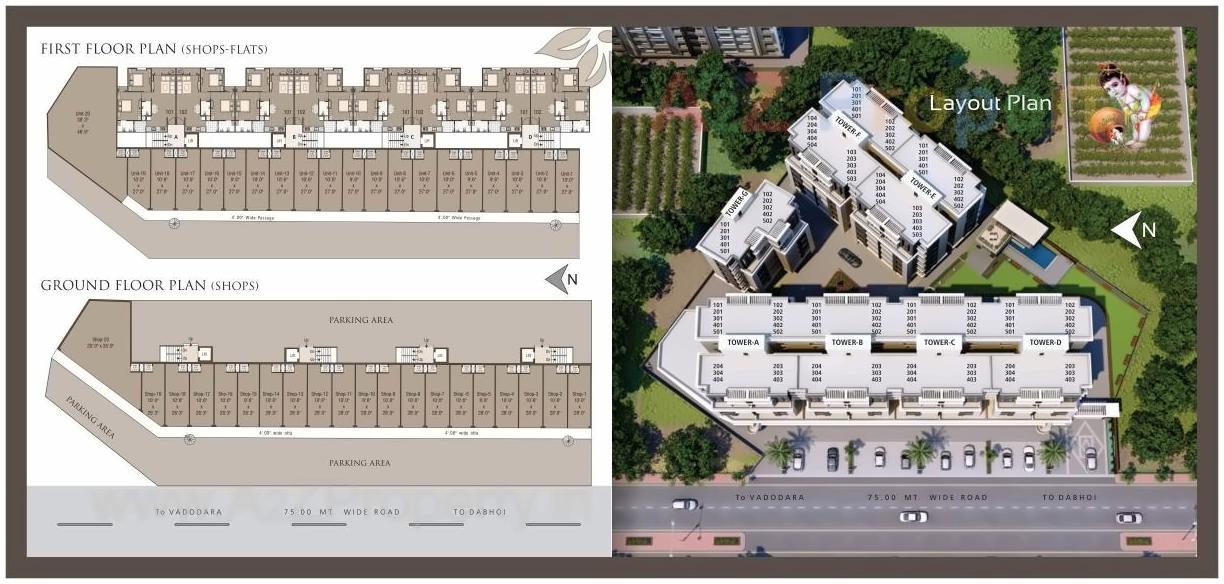 Layout of real estate project Kuber Expressions located at Ratanpur, Vadodara, Gujarat