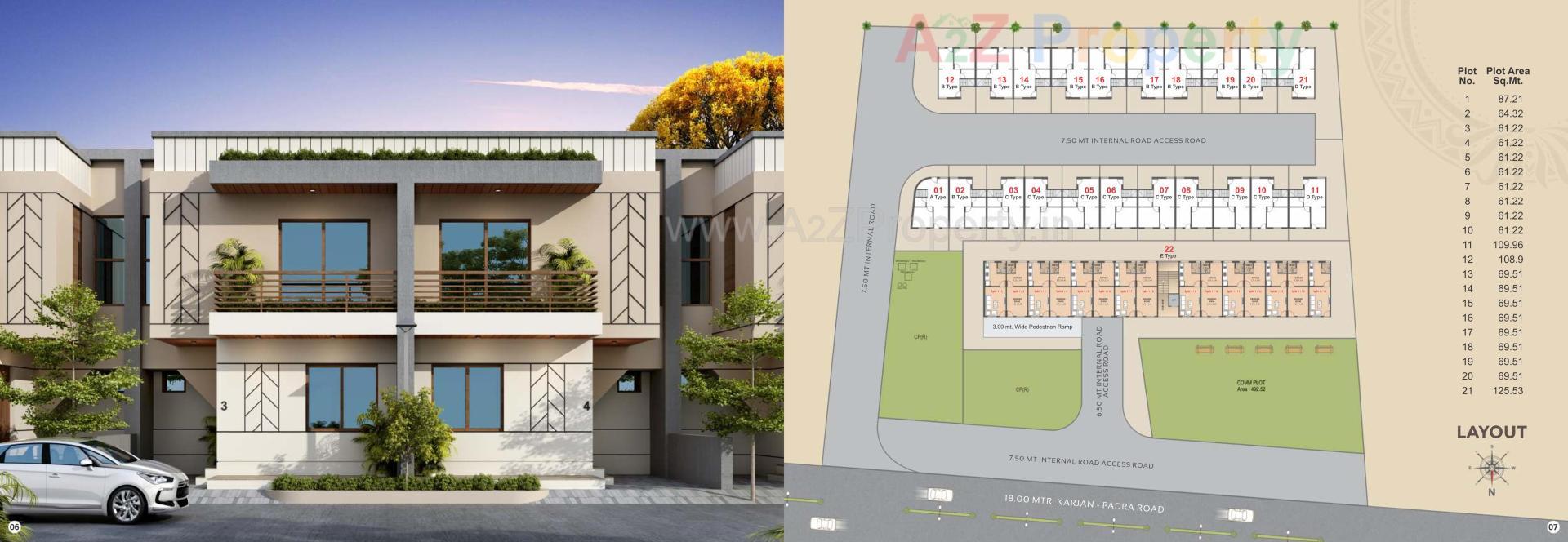 Layout of real estate project Kuber Ishwar City located at Karjan, Vadodara, Gujarat