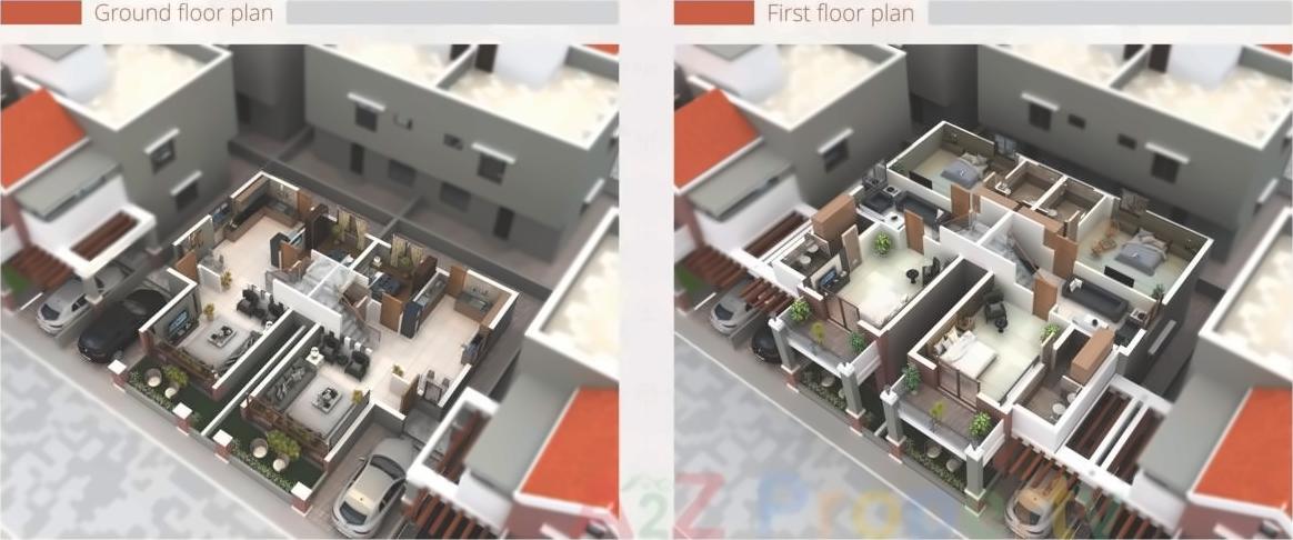 3D Elevation of real estate project Lavanya Banglows (tena   To 61, 145 To 166) located at Ankhol, Vadodara, Gujarat