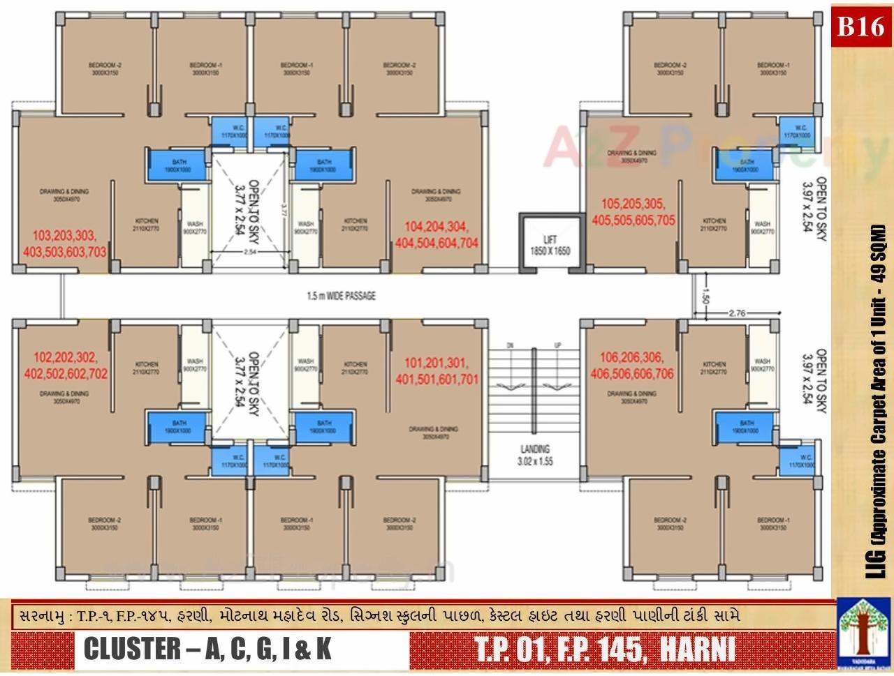 Layout of real estate project Lig Scheme Tp Fp 1 located at Harni, Vadodara, Gujarat
