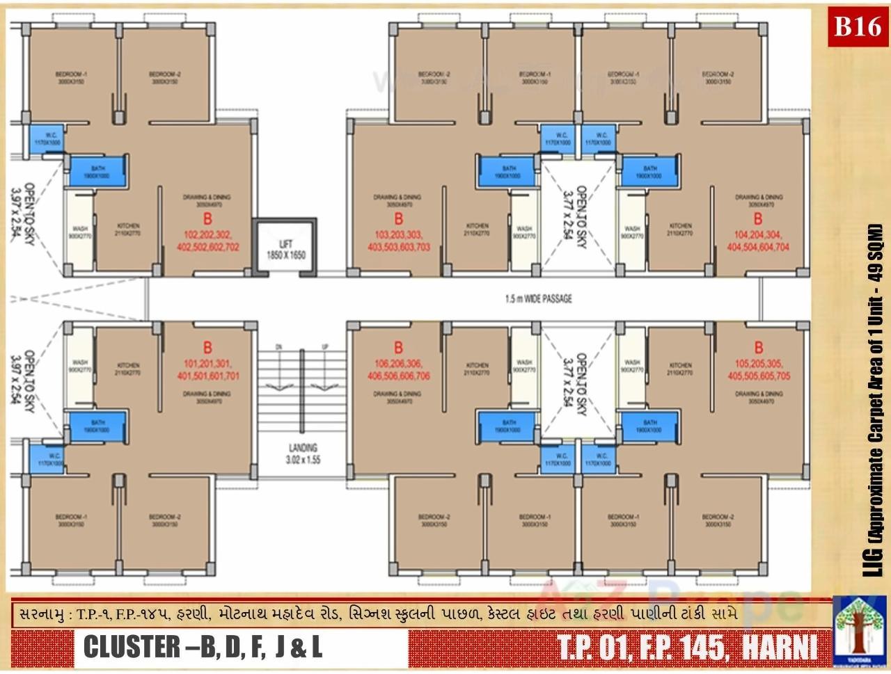 Layout of real estate project Lig Scheme Tp Fp 1 located at Harni, Vadodara, Gujarat