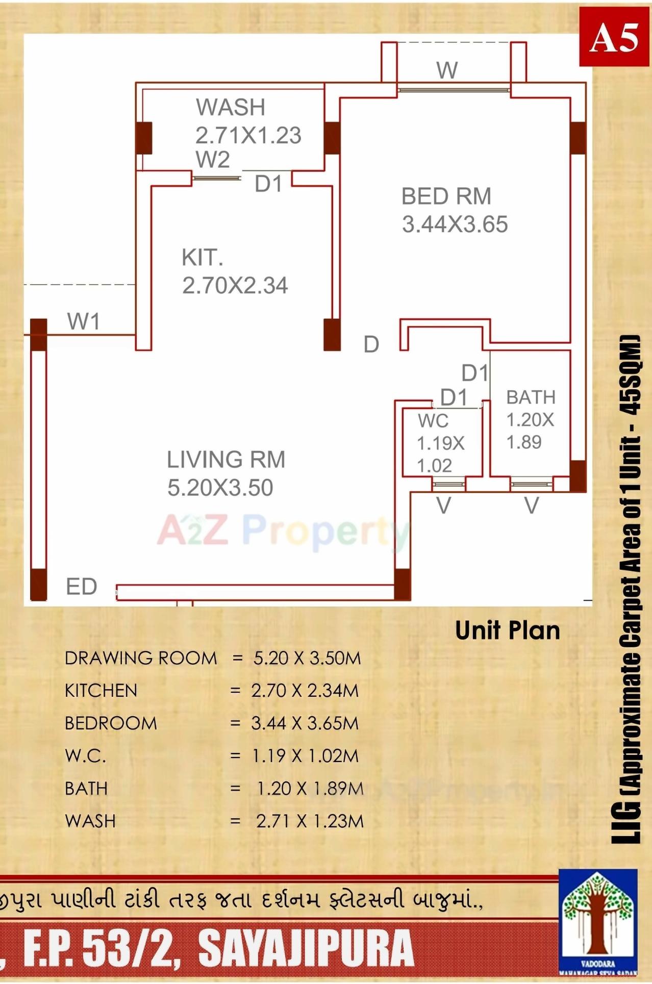 Layout of real estate project Lig Scheme Tp Fp located at Sayajipura, Vadodara, Gujarat
