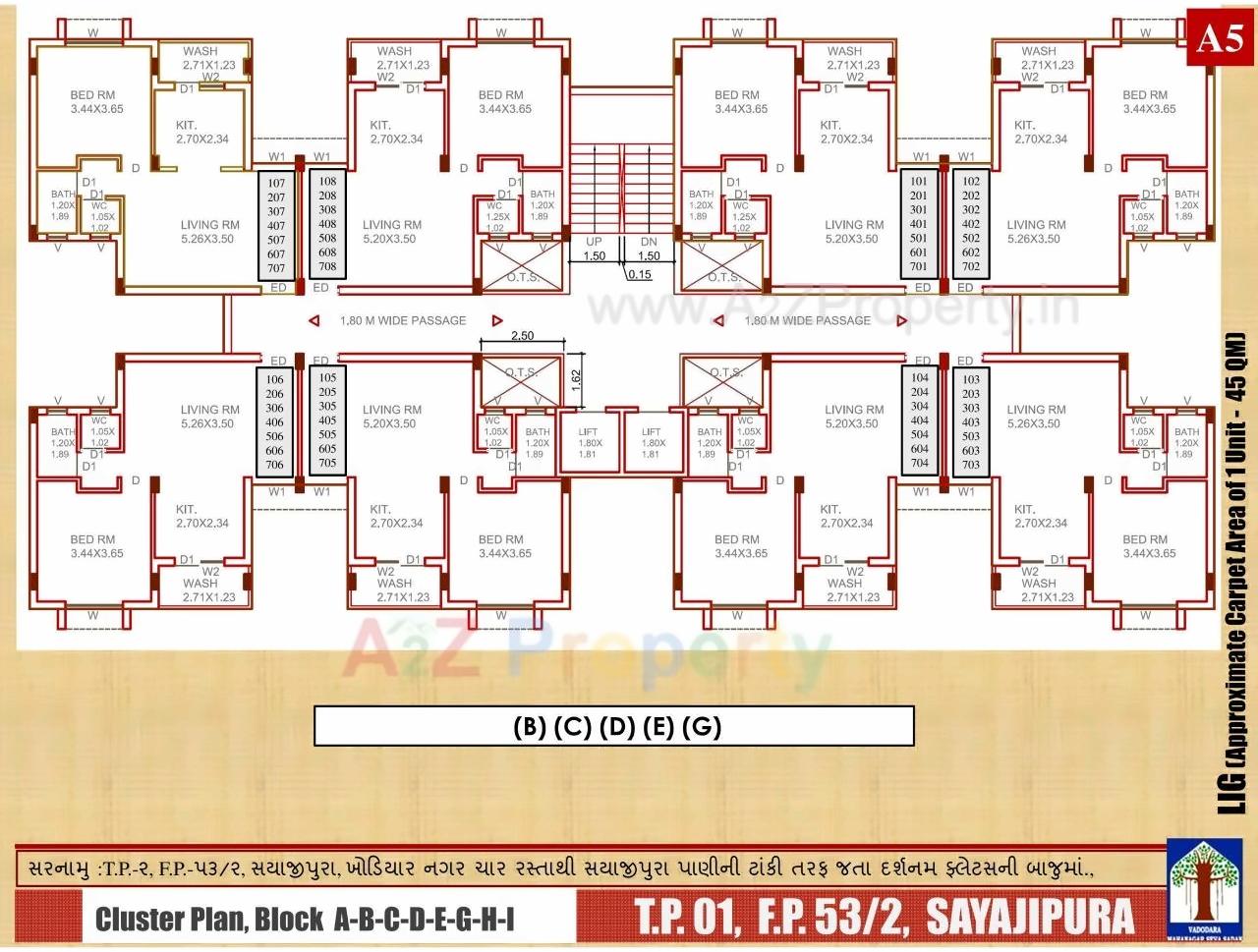 Layout of real estate project Lig Scheme Tp Fp located at Sayajipura, Vadodara, Gujarat