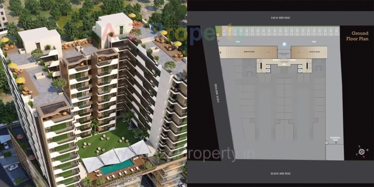 Layout of real estate project Lilleria Paramount   Richmond Towers located at Manjalpur, Vadodara, Gujarat