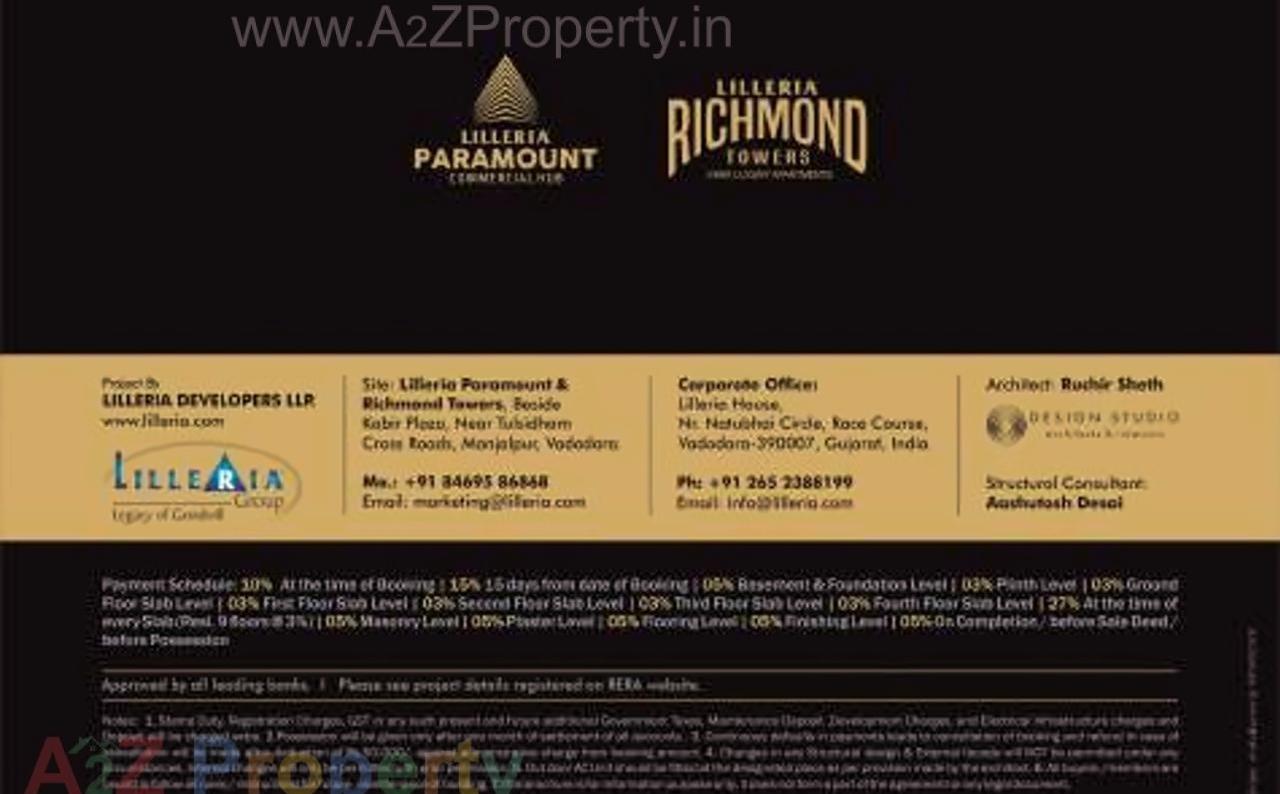  of real estate project Lilleria Paramount   Richmond Towers located at Manjalpur, Vadodara, Gujarat