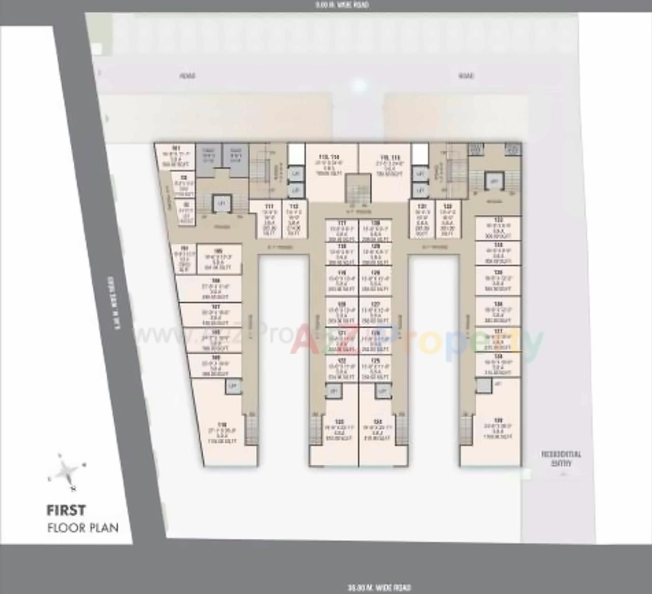 Layout of real estate project Lilleria Paramount   Richmond Towers located at Manjalpur, Vadodara, Gujarat