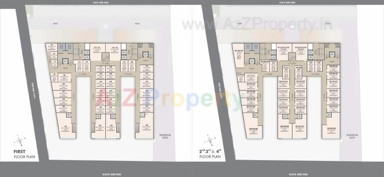 Layout of real estate project Lilleria Paramount   Richmond Towers located at Manjalpur, Vadodara, Gujarat