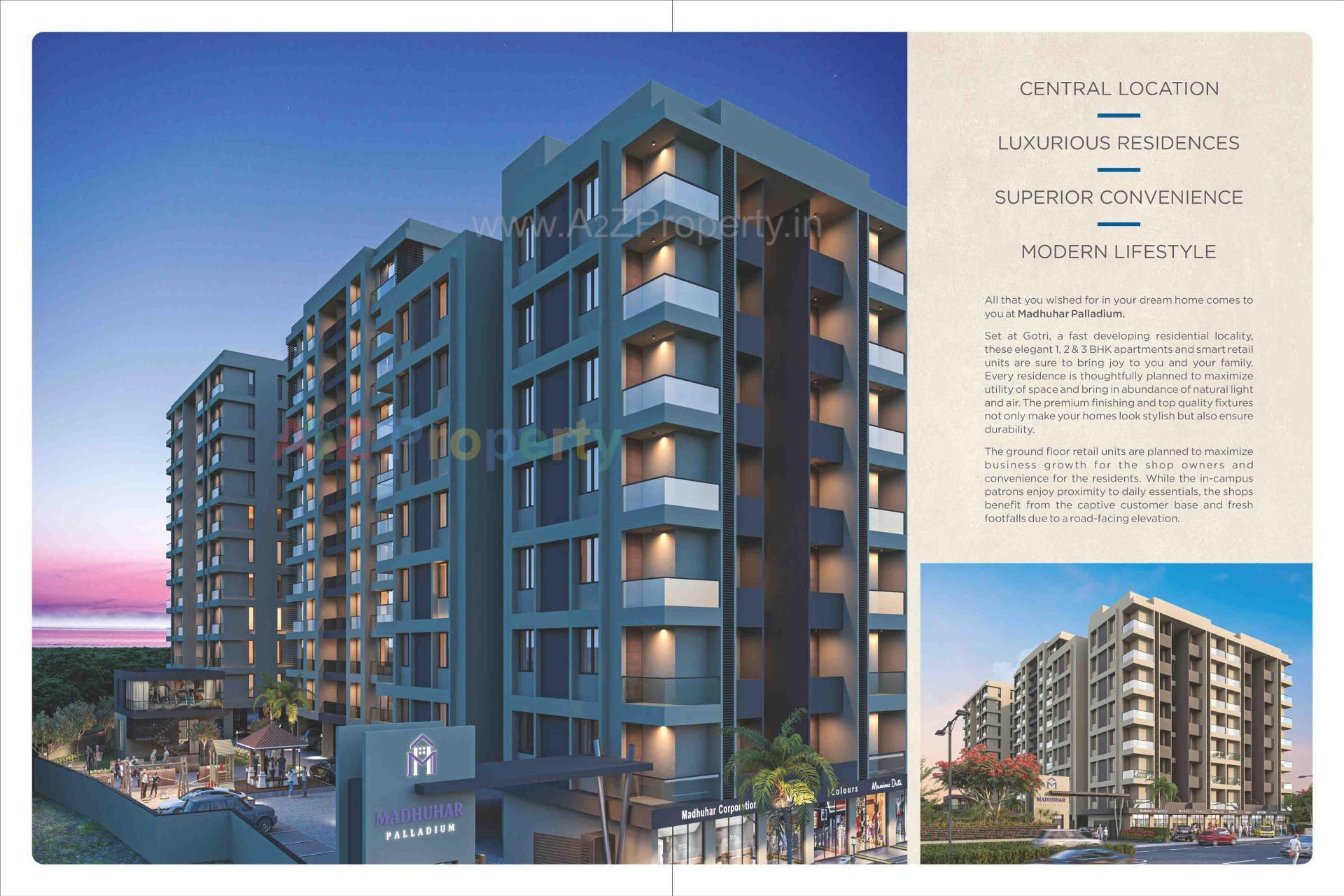 3D Elevation of real estate project Madhuhar Palladium located at Gotri, Vadodara, Gujarat