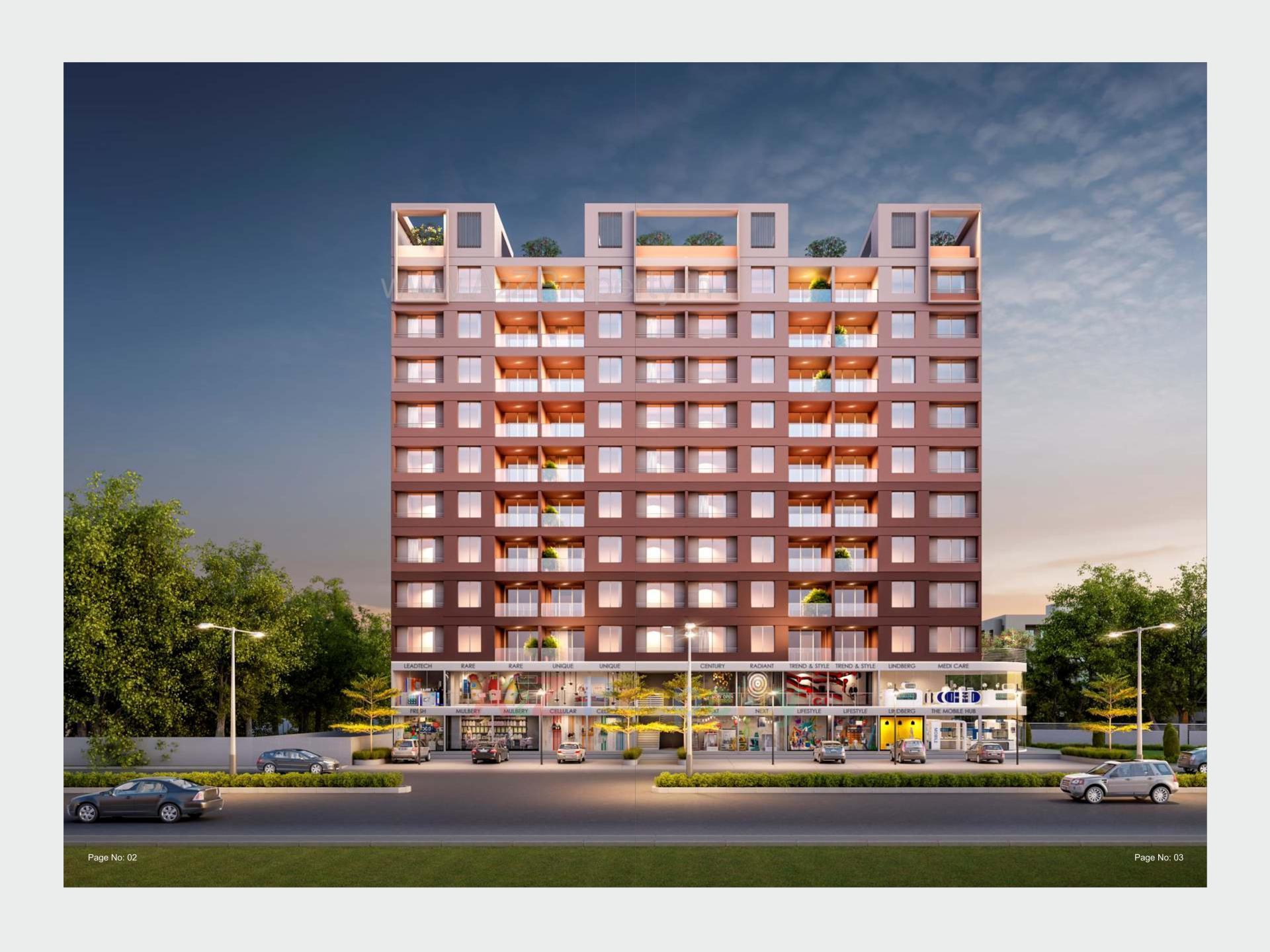 3D Elevation of real estate project Majestic Heights located at Bill, Vadodara, Gujarat