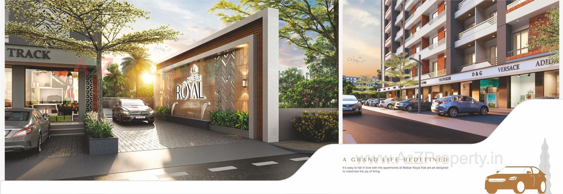 3D Elevation of real estate project Malbar Royal located at Bapod, Vadodara, Gujarat