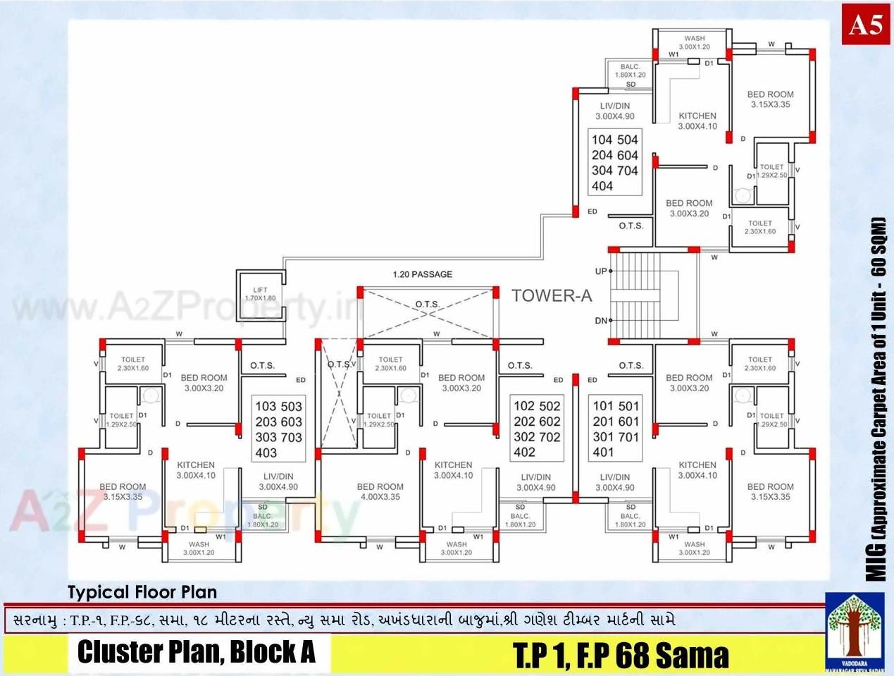 Layout of real estate project Mig Scheme Tp Fp located at Sama, Vadodara, Gujarat